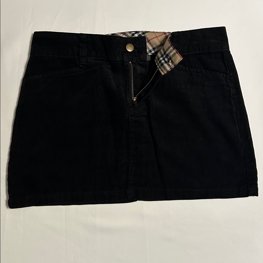 Size 7 Copper Key Black Corduroy Mini Skirt